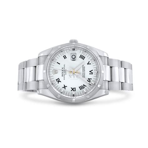 rolex date 115210 34mm oyster perpetual engine turn bezel